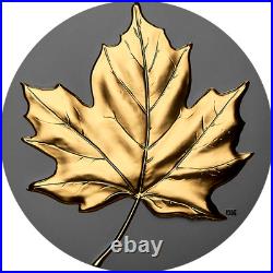 ELEGANT MAPLE 2025 CANADA Rhodium/Gold Gilded 1oz. 9999 Pure Silver $20 Coin