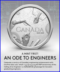 ENGINEER Anniversary 2025 CANADA 1oz. 9999 Silver Proof $25 UNIQUE FACETED Coin