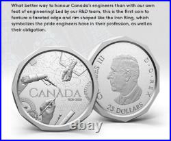 ENGINEER Anniversary 2025 CANADA 1oz. 9999 Silver Proof $25 UNIQUE FACETED Coin