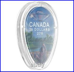 FALCON LAKE UFO Unexplained Phenomena 2018 CANADA 1oz. 9999 Silver Glow $20 Coin