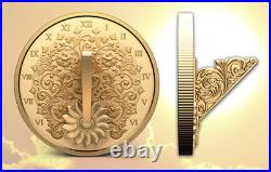FUNCTIONAL GOLD GUILDED SUNDIAL 2025 CANADA 1oz. 9999 Pure Silver $20 Proof Coin
