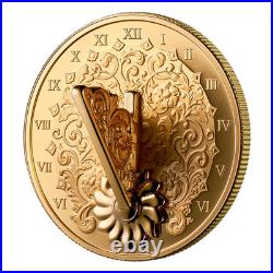 FUNCTIONAL GOLD GUILDED SUNDIAL 2025 CANADA 1oz. 9999 Pure Silver $20 Proof Coin