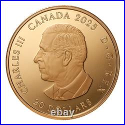 FUNCTIONAL GOLD GUILDED SUNDIAL 2025 CANADA 1oz. 9999 Pure Silver $20 Proof Coin