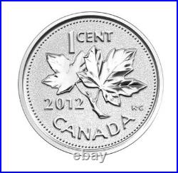 Farewell to the Penny 2012 Canada 1 cent 5 oz. Fine Silver Coin 1500 Made