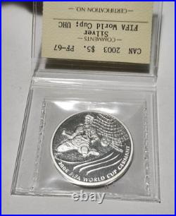 Fifa World Cup 1 Oz. 9999 Fine Silver Canada $5 Coin Iccs Graded Proof 67