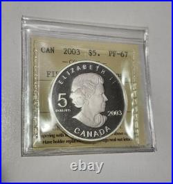Fifa World Cup 1 Oz. 9999 Fine Silver Canada $5 Coin Iccs Graded Proof 67