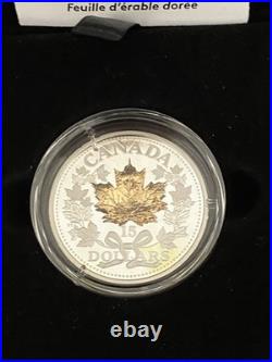 Fine Silver Coin 2019 $15 Golden Maple Leaf RCM Low Mintage /2500.9999 Silver