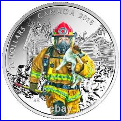 Firefighter National Heroes $15 2016 3/4OZ Pure Silver Coloured Canada Coin Firefighter National Heroes $15 2016 3/4OZ Pure Silver Coloured Canada Coin