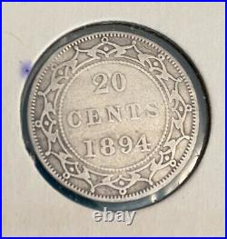 Foreign Silver Coins -1900 -50 Cents & 1894,1899-20 Cents -Newfoundland-VG-VF+