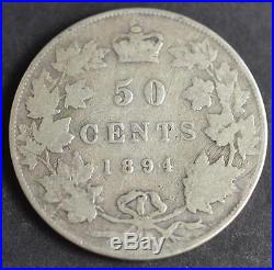 G22 1894 Canada 50 Cent Silver Coin Ungraded Nr