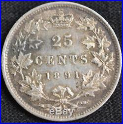 G723 1891 Canada 25 Cent Silver Coin Ungraded Nr