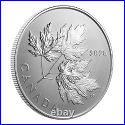 GLEAMING MAPLE LEAVES 2026 CANADA. 9999 Pure Silver Proof $10 Coin