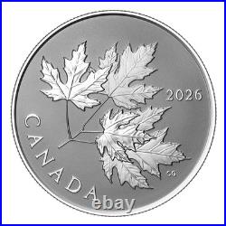 GLEAMING MAPLE LEAVES 2026 CANADA. 9999 Pure Silver Proof $10 Coin