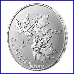 GLEAMING MAPLE LEAVES 2026 CANADA. 9999 Pure Silver Proof $10 Coin