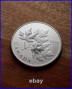 GLEAMING MAPLE LEAVES 2026 CANADA. 9999 Pure Silver Proof $10 Coin