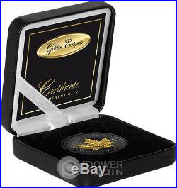 GOLDEN ENIGMA Maple Leaf Black Ruthenium 1 Oz Silver Coin 5$ Canada 2016