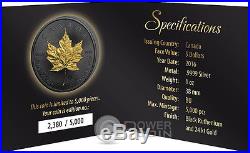 GOLDEN ENIGMA Maple Leaf Black Ruthenium 1 Oz Silver Coin 5$ Canada 2016