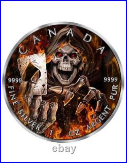 GRIM REAPER Death Maple Leaf Armageddon V 1 Oz Silver Coin 5$ Canada 2022