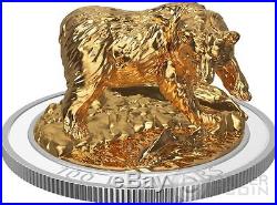 GRIZZLY BEAR Sculpture Of Majestic Animals 3D Silver Coin 100$ Canada 2017