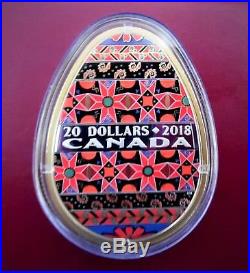 Golden Spring Pysanka Proof Silver Coin 20$ Canada 2018 Egg Shaped Coin