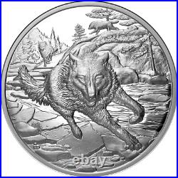 Great Hunters Grey Wolf 1 Oz Fine Silver Ultra High Relief Coin Canada 2025