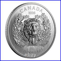 HERALDIC LION Extraordinary High Relief 2026 CANADA 2oz. 9999 Silver $50 Coin