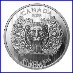 HERALDIC LION Extraordinary High Relief 2026 CANADA 2oz. 9999 Silver $50 Coin