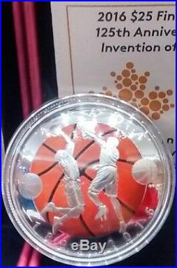Invention Basketball 125th Anniversary 2016 1OZ Pure Silver $25 Convex Coin