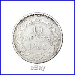 Key Date 1885 Newfoundland Canada Silver Dime 10 Cents KM#3 Queen Victoria Coin