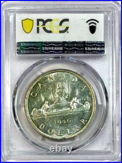 Key Date 1946 Canada George VI Full Water Line Silver Dollar Coin PCGS AU58 FWL
