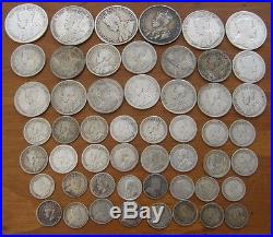 LOT 52 OLD CANADA/NEWFOUNDLAND SILVER COINS 1936 & EARLIER 5¢/10¢/25¢/50¢
