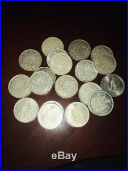 LOT OF 20 1944 -1967 CANADA fifty cent 0.80 silver coins in G to VG+