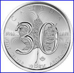 LOT OF 5 2018 Canada 1 oz Silver Maple Leaf 30th Anniversary $5 Coin GEM BU