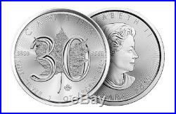 LOT OF 5 2018 Canada 1 oz Silver Maple Leaf 30th Anniversary $5 Coin GEM BU