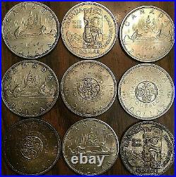 LOT OF 9 CANADA SILVER DOLLARS COINS Silver invest Lot #K3