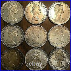 LOT OF 9 CANADA SILVER DOLLARS COINS Silver invest Lot #K3