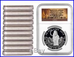 LOt OF 10 Coins 2014 Canada 1 oz Proof Silver $20 The Woolly Mammoth NGC PF70 ER
