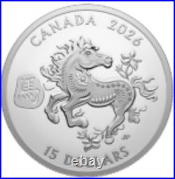 LUNAR Year of the HORSE 2026 CANADA 1oz. 9999 Pure Silver Proof $15 Coin LUNAR Year of the HORSE 2026 CANADA 1oz. 9999 Pure Silver Proof $15 Coin