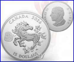 LUNAR Year of the HORSE 2026 CANADA 1oz. 9999 Pure Silver Proof $15 Coin LUNAR Year of the HORSE 2026 CANADA 1oz. 9999 Pure Silver Proof $15 Coin