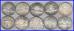 L@@K Canadian Silver Dollar Dealer Lot Of 10 Coins, 1958-1967 (one of each date)
