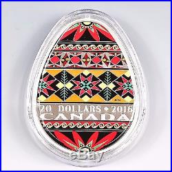 Limited edit CANADA 2016 $20 Ukrainian Pysanka Egg Shaped Sterling Silver Coin