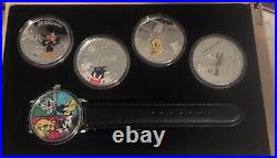 Looney Tunes 4-1 Oz. 999 Fine Silver Coin Set with Wrist Watch
