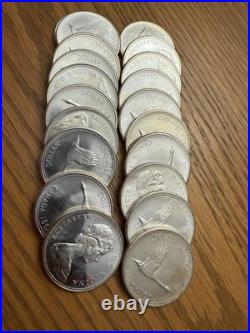 Lot Of 20 1967 Canada Silver Dollar Coins. 800 80% 12 Troy Ounces