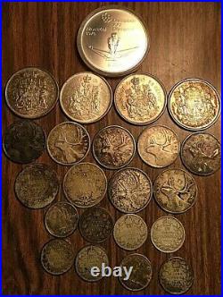 Lot Of 22 Canada Silver Coins. 50 Cents, 25 Cents, 10 Cents And 1976 Olympiad 5$