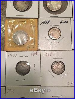 Lot Of 43 Canada Silver Coins Collectables Including Key Dates Mostly Sterling