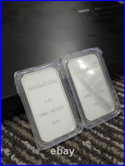Lot Of Two 1 Ounce Silver Scotiabank Bars