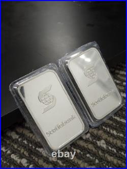 Lot Of Two 1 Ounce Silver Scotiabank Bars