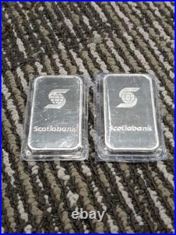 Lot Of Two 1 Ounce Silver Scotiabank Bars