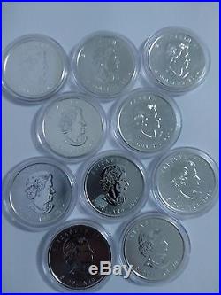 Lot of 10 2014 Canada Birds of Prey Peregrine Falcon 1 oz. 9999 Silver coins