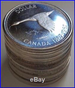 Lot of 10 Canada Silver Dollar Coins Various Dates -Over 6 Troy Ounces Silver
